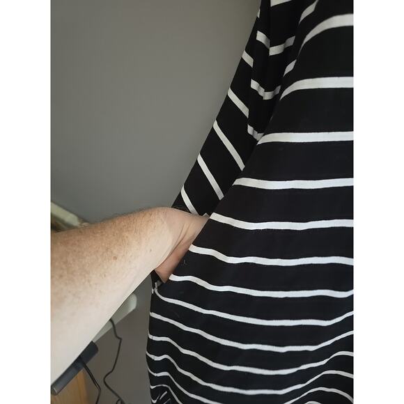 Terra & Sky Black White Striped V-Neck Short Sleeve T-Shirt Dress Womans Size 1X - Picture 3 of 6